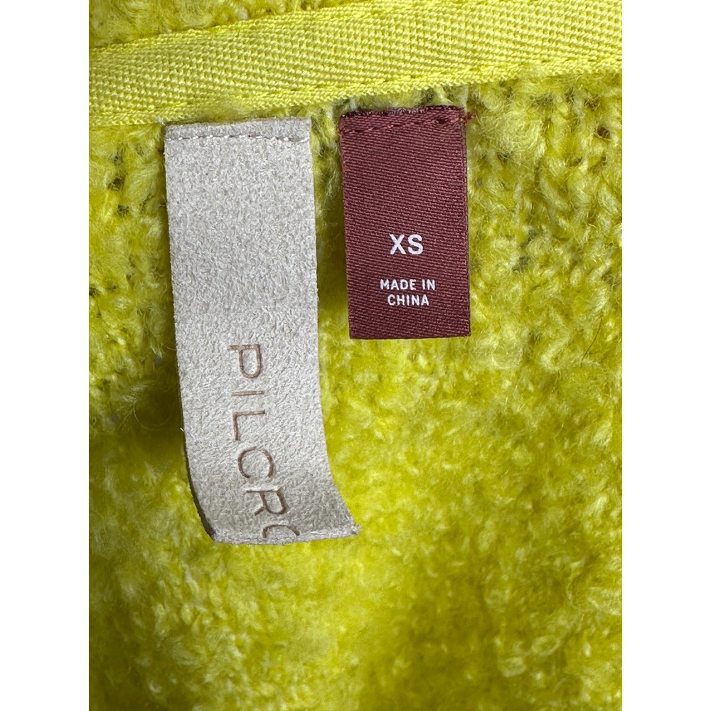 Anthropologie Pilcro V-Neck Teddy Sweater Yellow XS Oversized Tunic Pullover - Picture 9 of 12